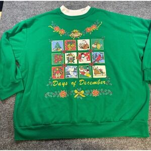 Vintage Nutcracker‎ Plus Size Green Christmas Sweatshirt Days of December 2X USA